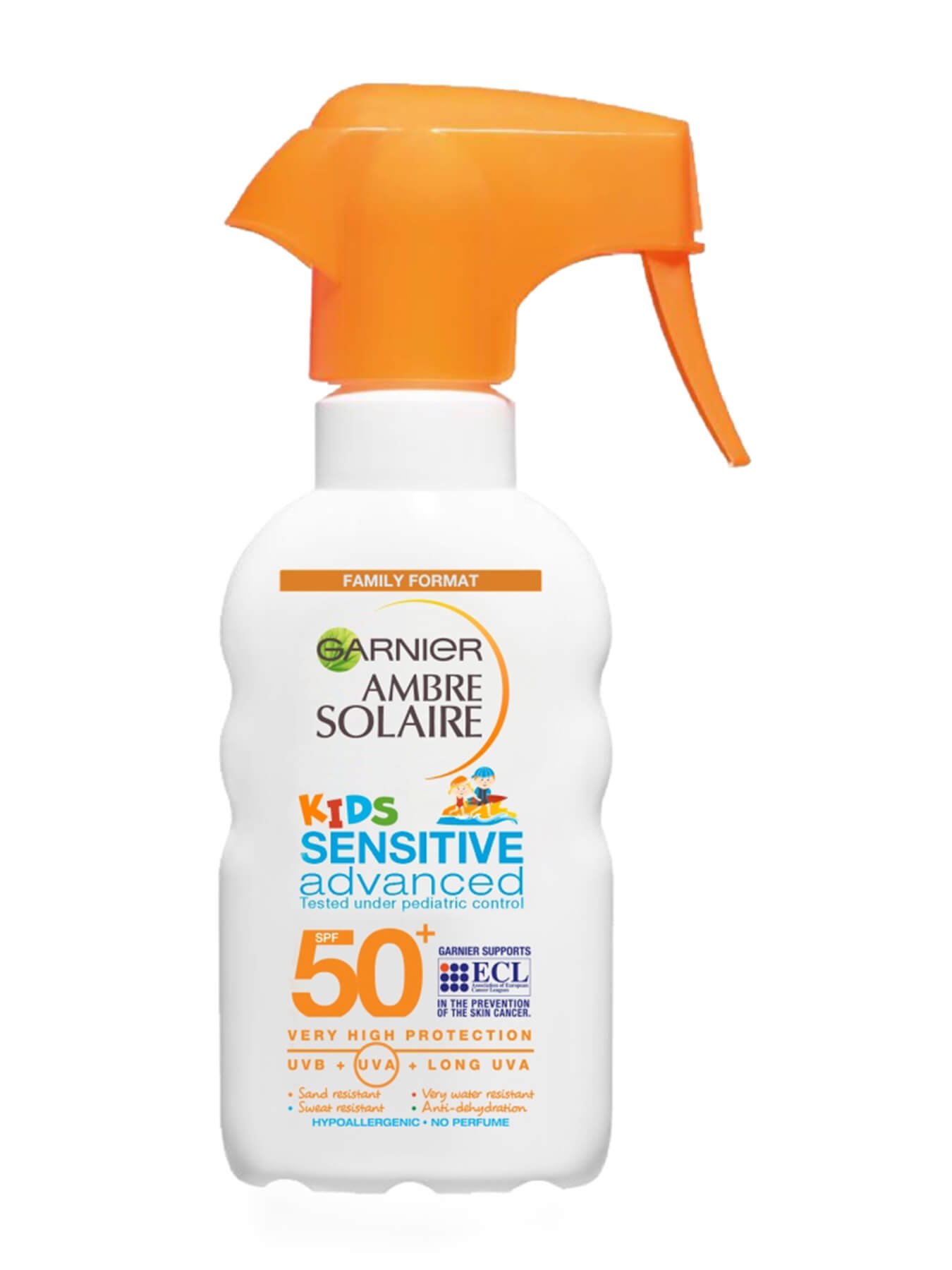 Garnier Ambre Solaire Kids Sensitive Advanced SPF50+ Слънцезащитен спрей за деца